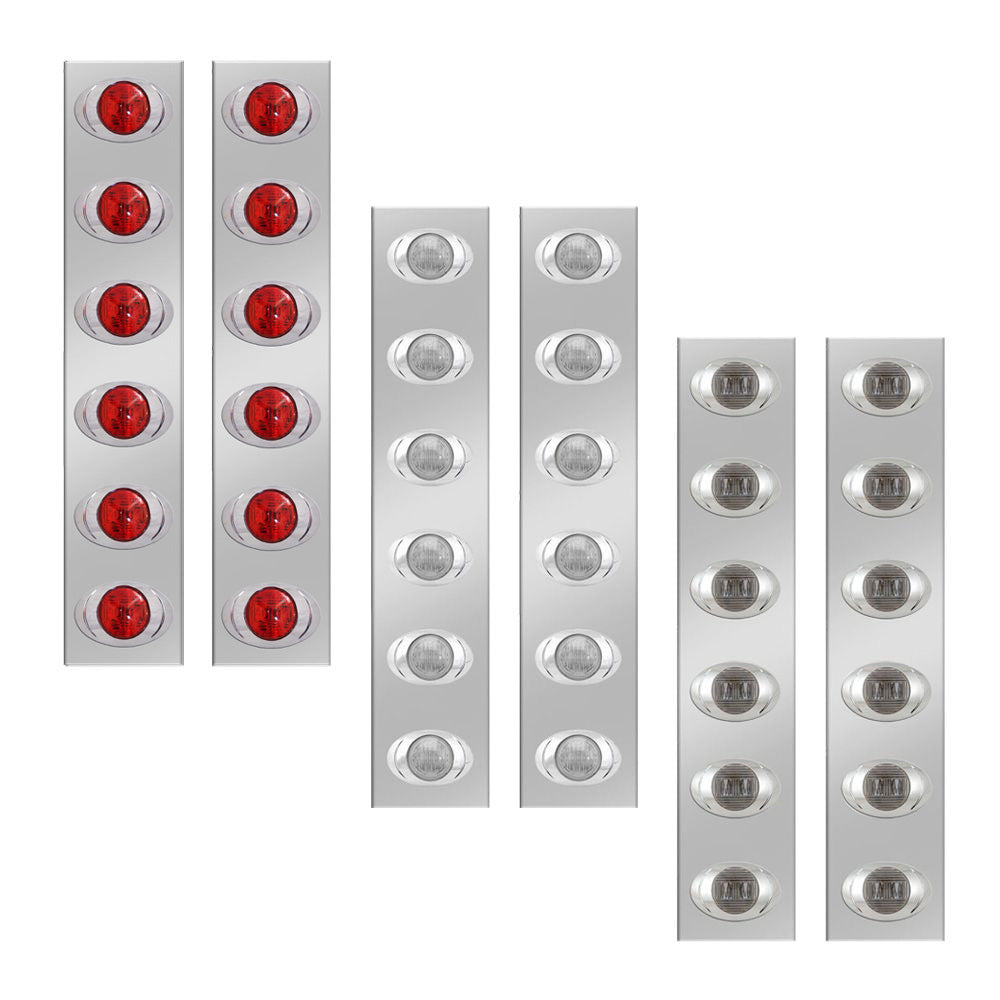 Peterbilt 13" Stainless Steel Rear Air Cleaner Panels with 6 P3 LED Lights