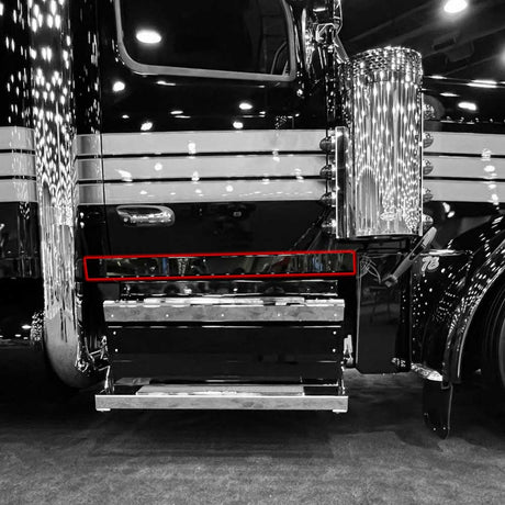 Peterbilt 589 cab panel with 2-1/2" drop, thirty-two 3/4" under glow light holes on bottom flange