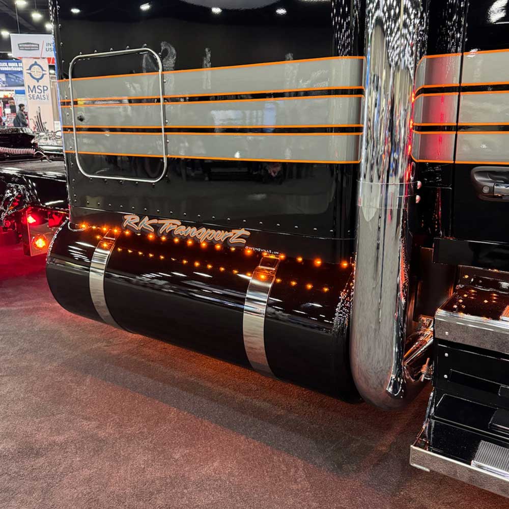 Peterbilt 589 2-1/2" x 44" Sleeper Panels with Thirty-Six 3/4" Under Glow Light Holes on Bottom Flange