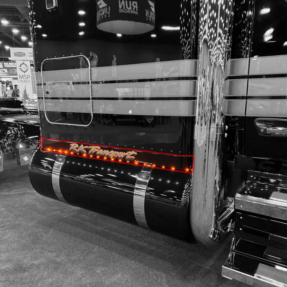 Peterbilt 589 2-1/2" x 72" Sleeper Panel with Fifty-Four 3/4" Under Glow Light Holes on Bottom Flange