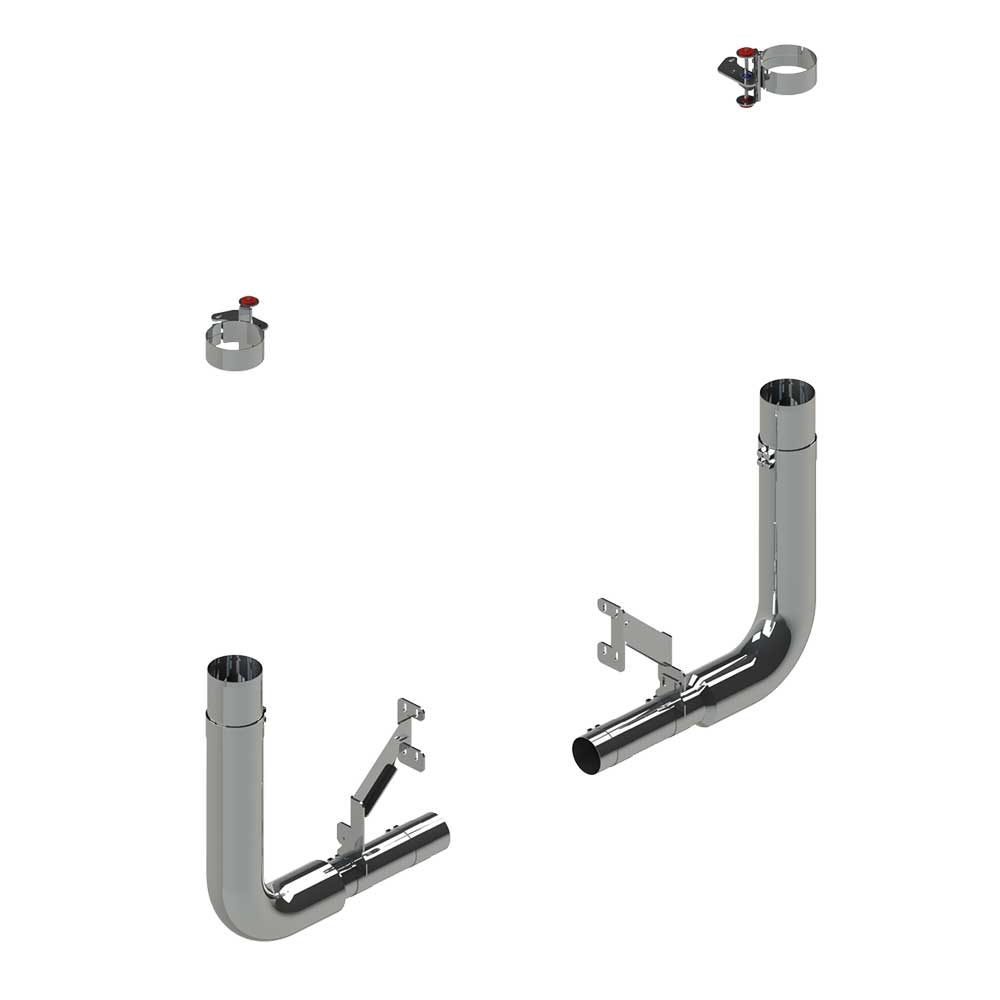 8" Chrome Plated One-Piece Exhaust Kit with 90 Degree Elbow for Peterbilt 589