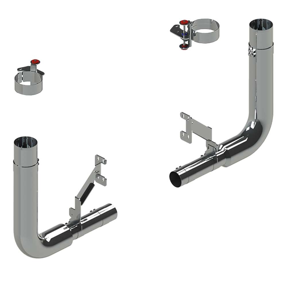 8" Chrome Plated One-Piece Exhaust Kit with 90 Degree Elbow for Peterbilt 589