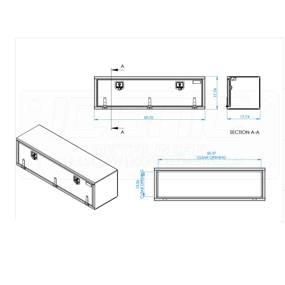 60" x 18" x 18" Smooth Fold Down T Handle Tool Box