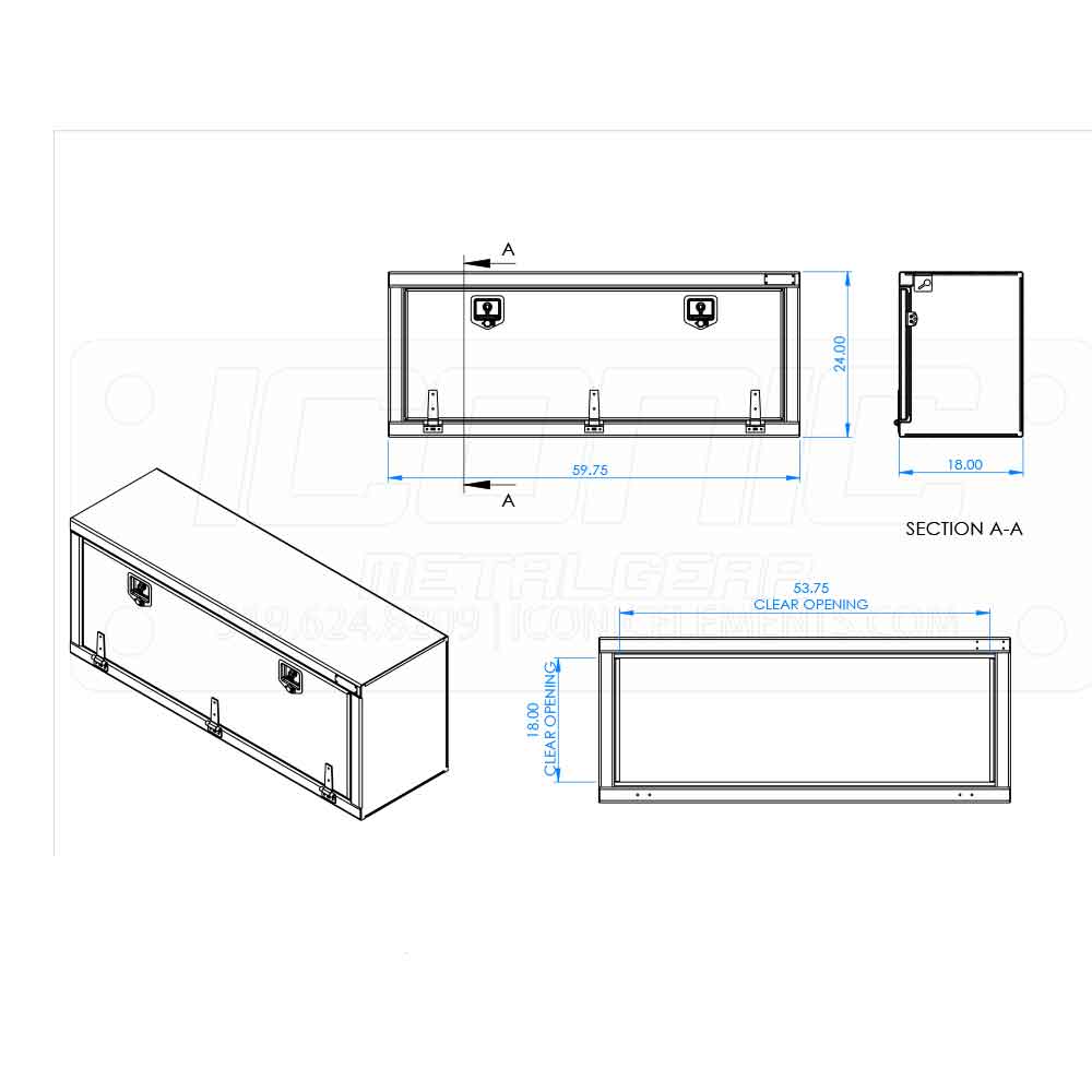 60" x 24" x 18" Smooth Fold Down T Handle Tool Box