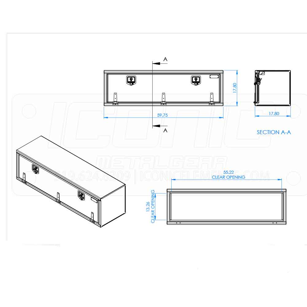 60" x 18" x 18" Checker Fold Down T Handle Tool Box