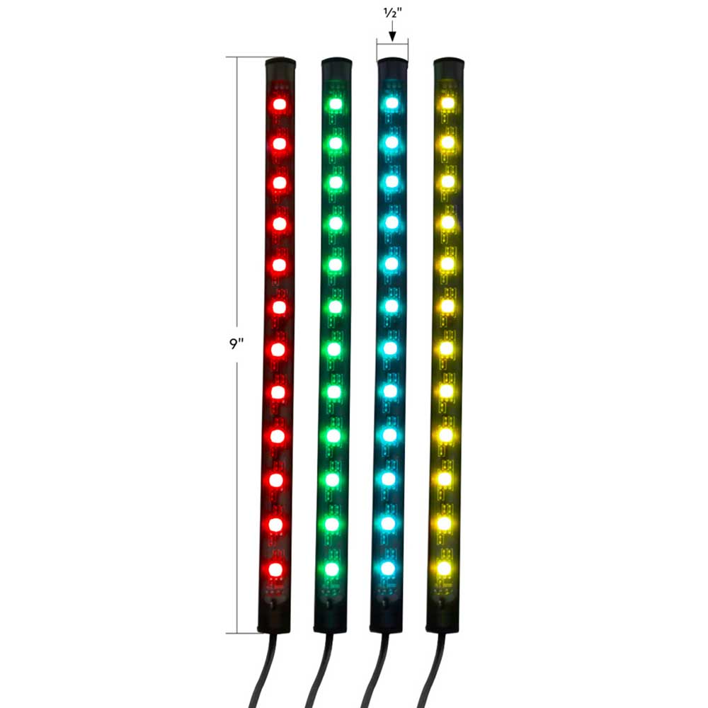 9" Multicolor LED Interior Music Sync and Color Changing Light Bars with Remote and App Control