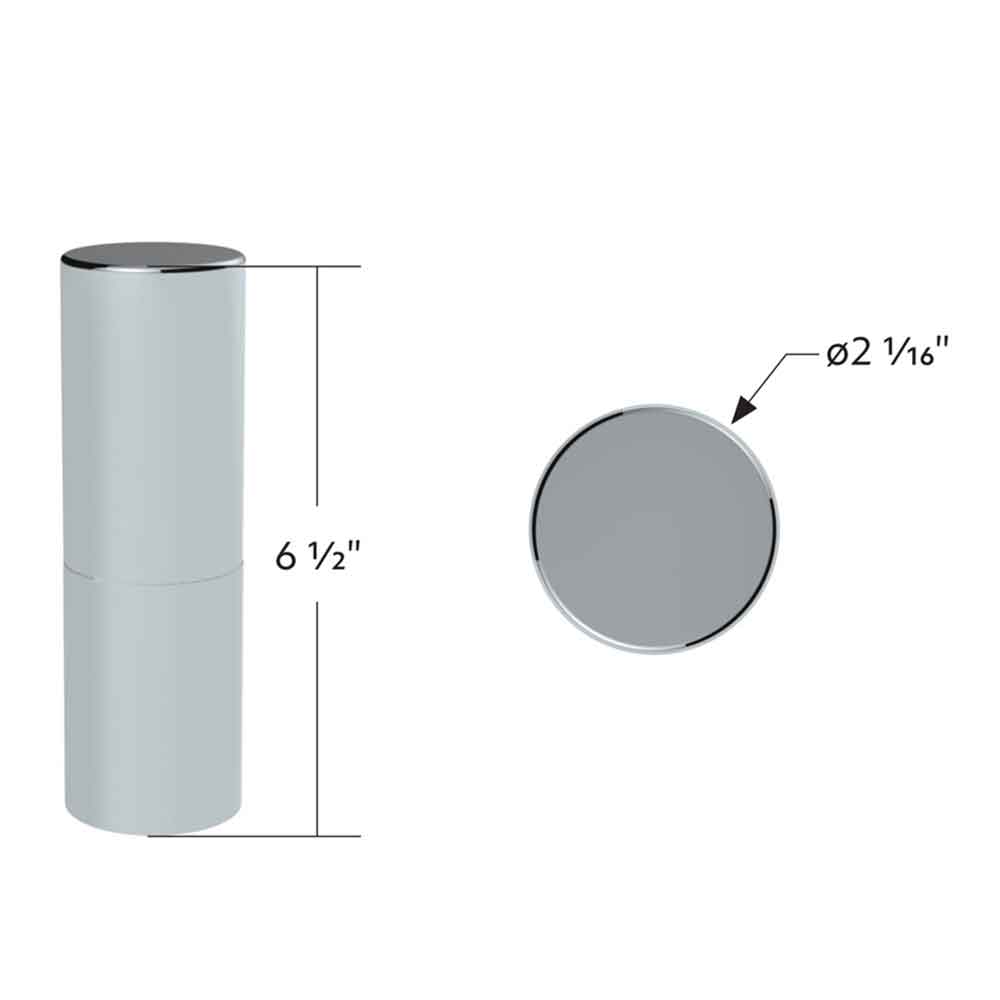 33mm x 6-1/2" Chrome Plastic Flat Top Cylinder Nut Cover - Thread On