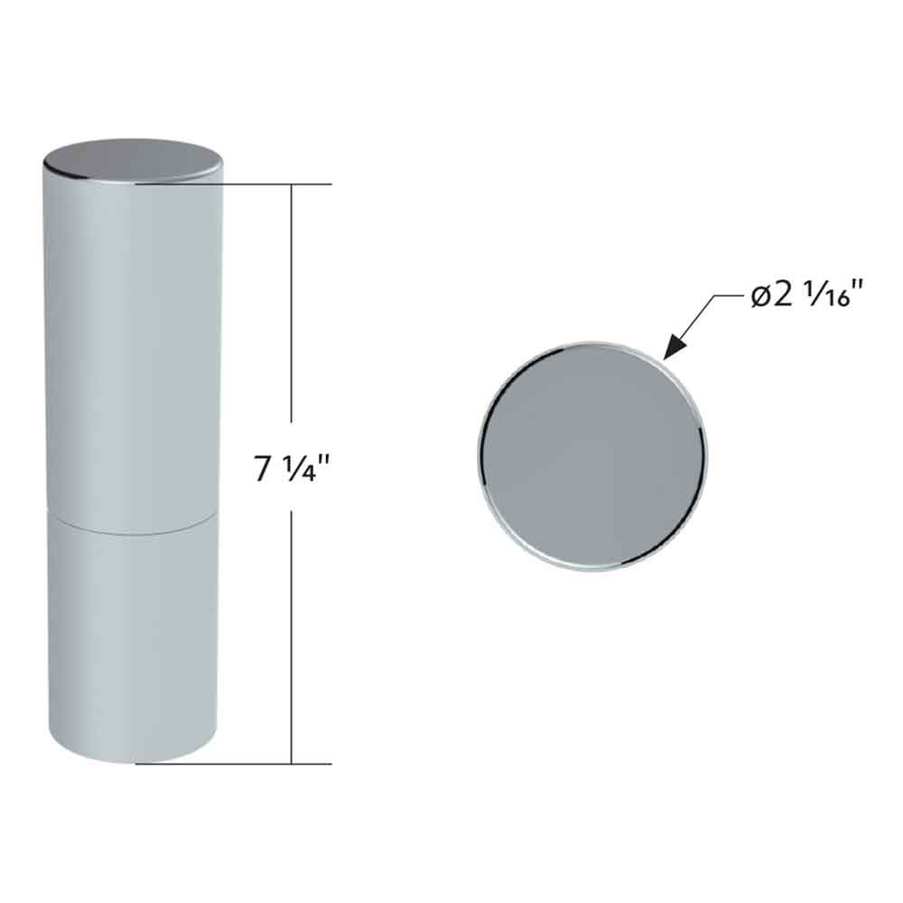33mm x 7-1/4" Chrome Plastic Flat Top Cylinder Nut Cover - Thread On