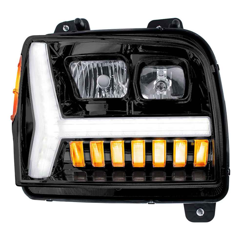 2019-22 Kenworth W990 Black Inner Housing LED DRL Light Bar & Turn Signal