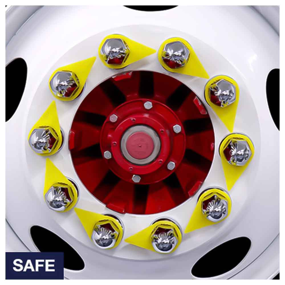 33mm Push On Nut Cover with Yellow Safety Lug Check Indicator - 10 Pack