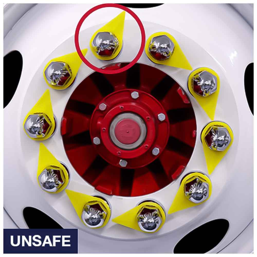 33mm Push On Nut Cover with Yellow Safety Lug Check Indicator - 10 Pack