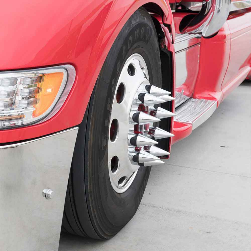 33mm x 4-1/8" Chrome Spike Nut Cover - Thread On, 60-Pack