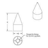 33mm x 4-1/8" Chrome Spike Nut Cover - Thread On, 60-Pack