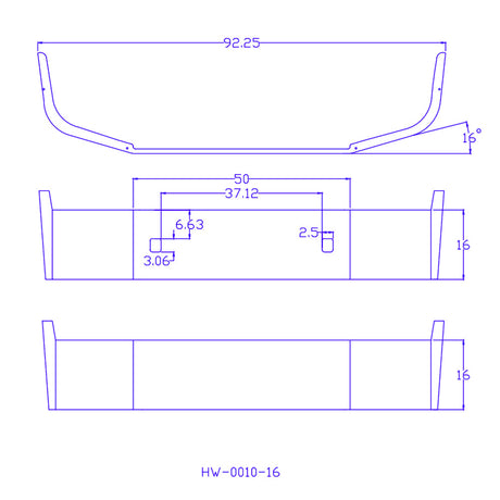 16" Peterbilt 384 setback axle bumper with tow hitch holes for semi trucks