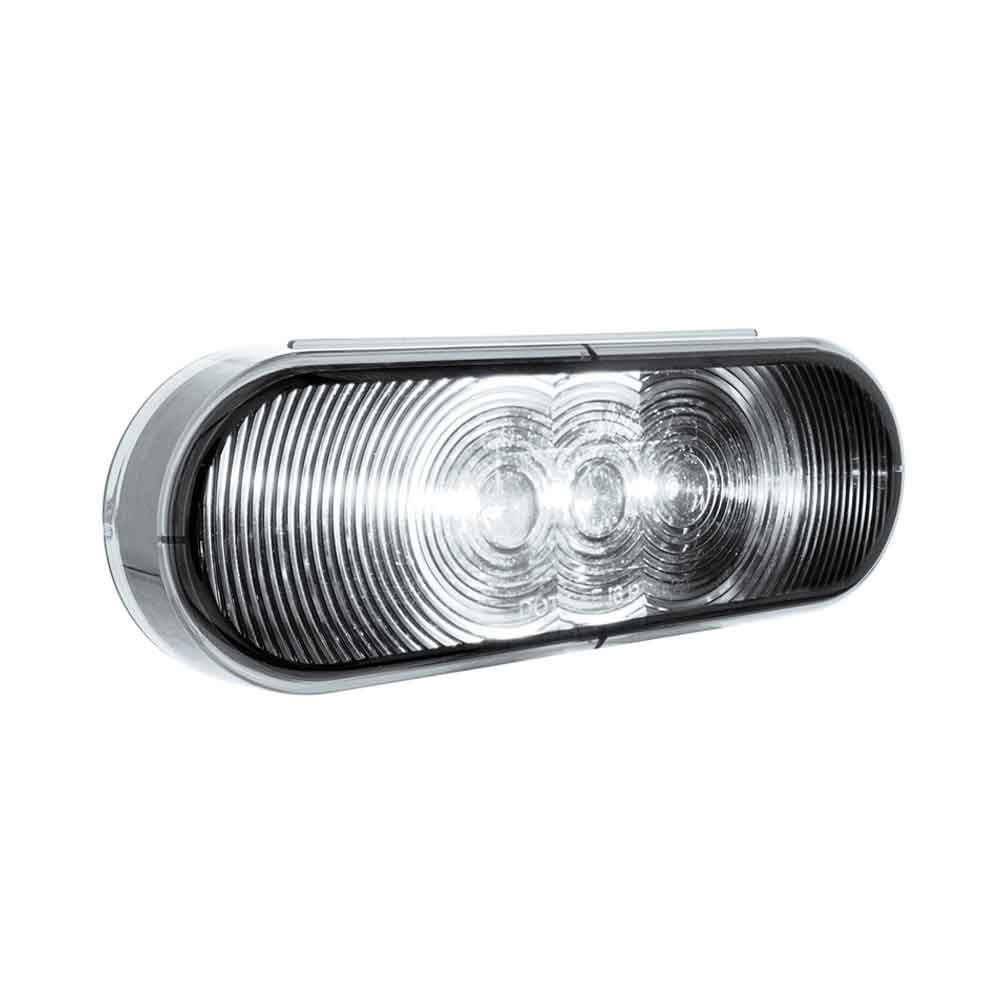 Oval White with Clear Lens Back UP LED