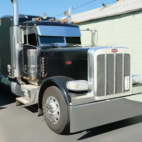 13" X 15" v-style SS visor, blind mount for 1987-24 Peterbilt 300 series for semi trucks