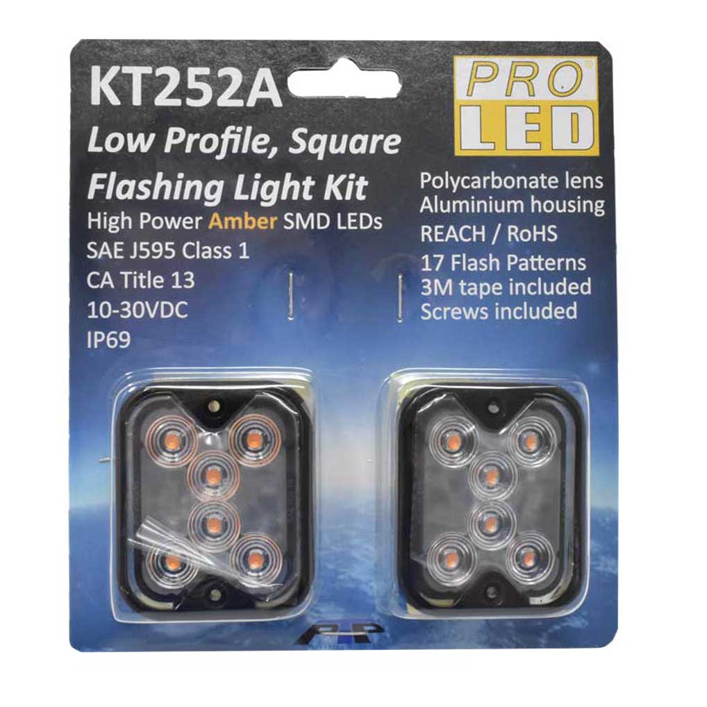 Low Profile Square Six Amber LED Flashing Lights - PR