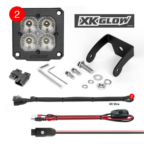 2 Piece xkchrome flush mount spot beam light kit, close-up