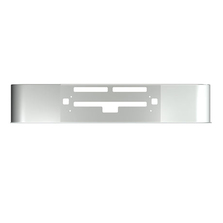 16" Kenworth T600 setback axle stainless steel bumper with vent, step, and tow holes, close-up