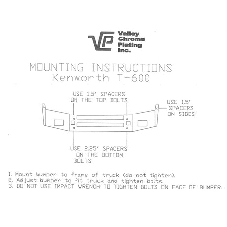16" Kenworth T600 setback axle stainless steel bumper with vent, step, and tow holes, closer view