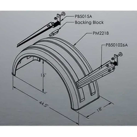 44-1/2" Paintable poly MIN221800 single axle fender, close-up