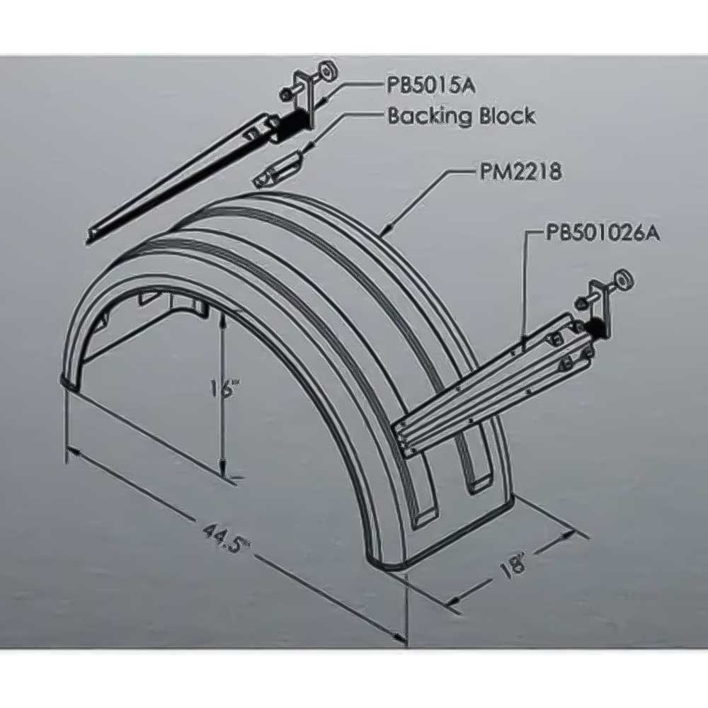 44-1/2" Poly MIN221800 Single Axle Fender
