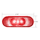 6" Red Oval 3 LED Stop, Turn & Tail Light
