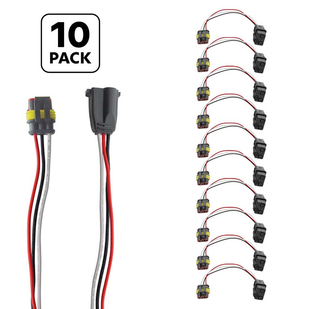 3-Pin to 3-Prong Light Adaptor 6"L Pigtail - 10 Pack
