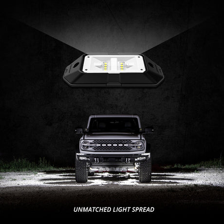 Xk Glow 12-Piece white LED rock light under glow kit, close-up