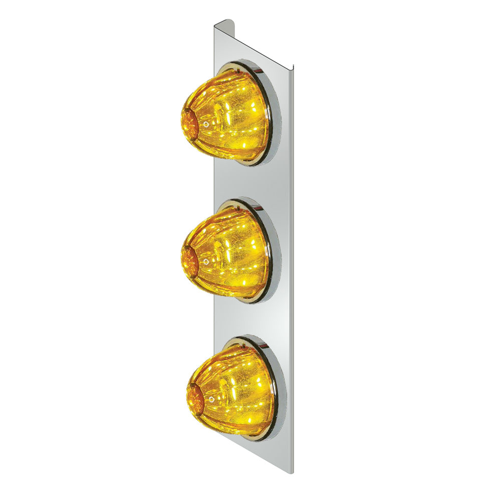 Peterbilt Front 23" Donaldson SS Air Cleaner LED Bars with Three Watermelon Glass