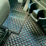 Freightliner Cascadia 126 New Gen 2017+ Five Piece Black Leather with Diamond Design Floor Mat Set