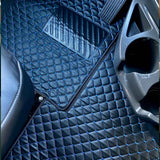 Freightliner Cascadia 126 New Gen 2017+ Five Piece Black Leather with Diamond Design Floor Mat Set