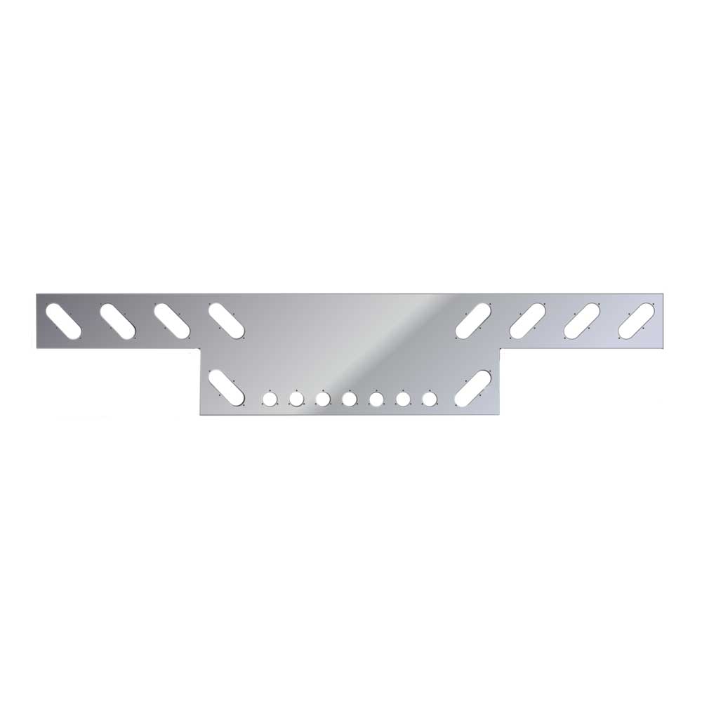 94" One-Piece Stainless Steel Rear T-Bar with Ten 6" Oval, Seven 2" Light Hole Cutouts