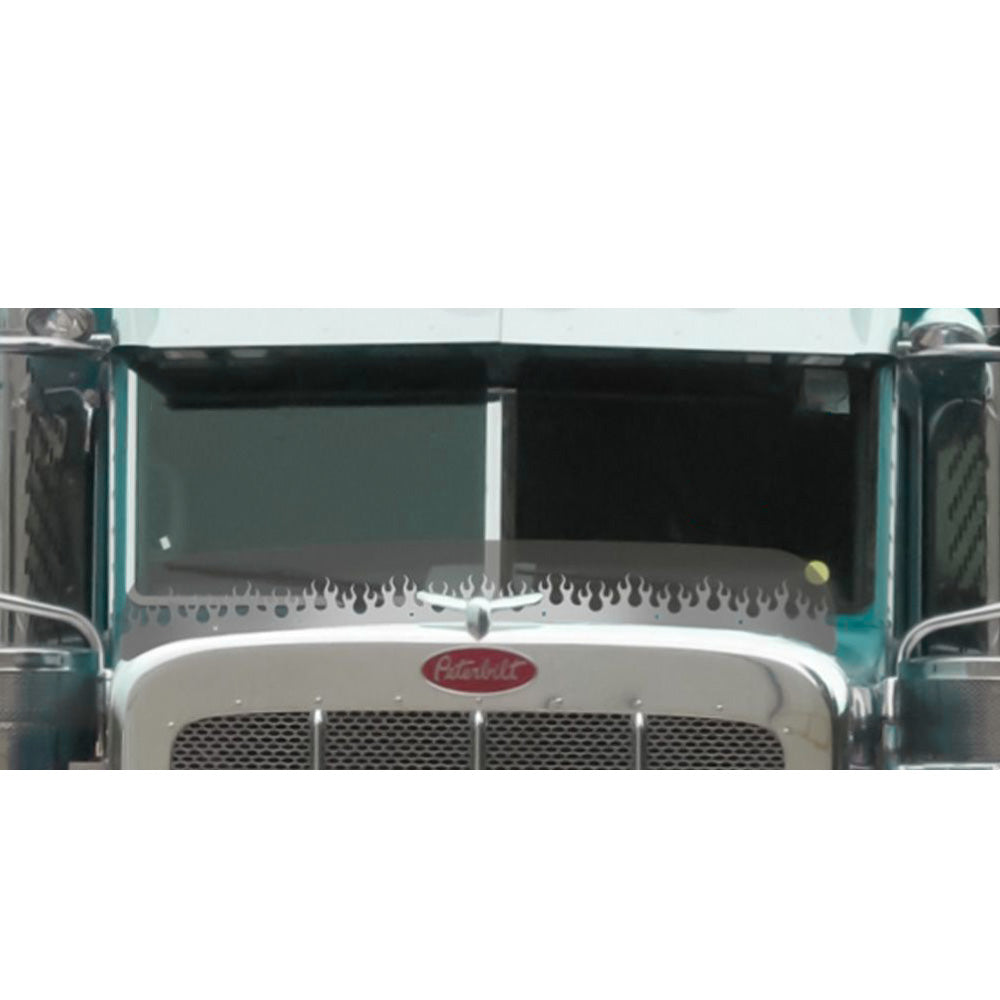 Peterbilt 589 Bug Shield with Stainless Steel Flame Trim