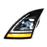 Volvo VNL 2018+ Black LED Headlight with Switchable Sequential Turn Signal