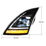 Volvo VNL 2018+ Black LED Headlight with Switchable Sequential Turn Signal
