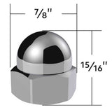 3/4" x 15/16" Chrome Die-Cast Acorn Nut Cover - Push On 50 Pack