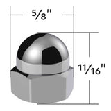 1/2" x 11/16" Chrome Die-Cast Acorn Nut Cover - Push On 50 Pack