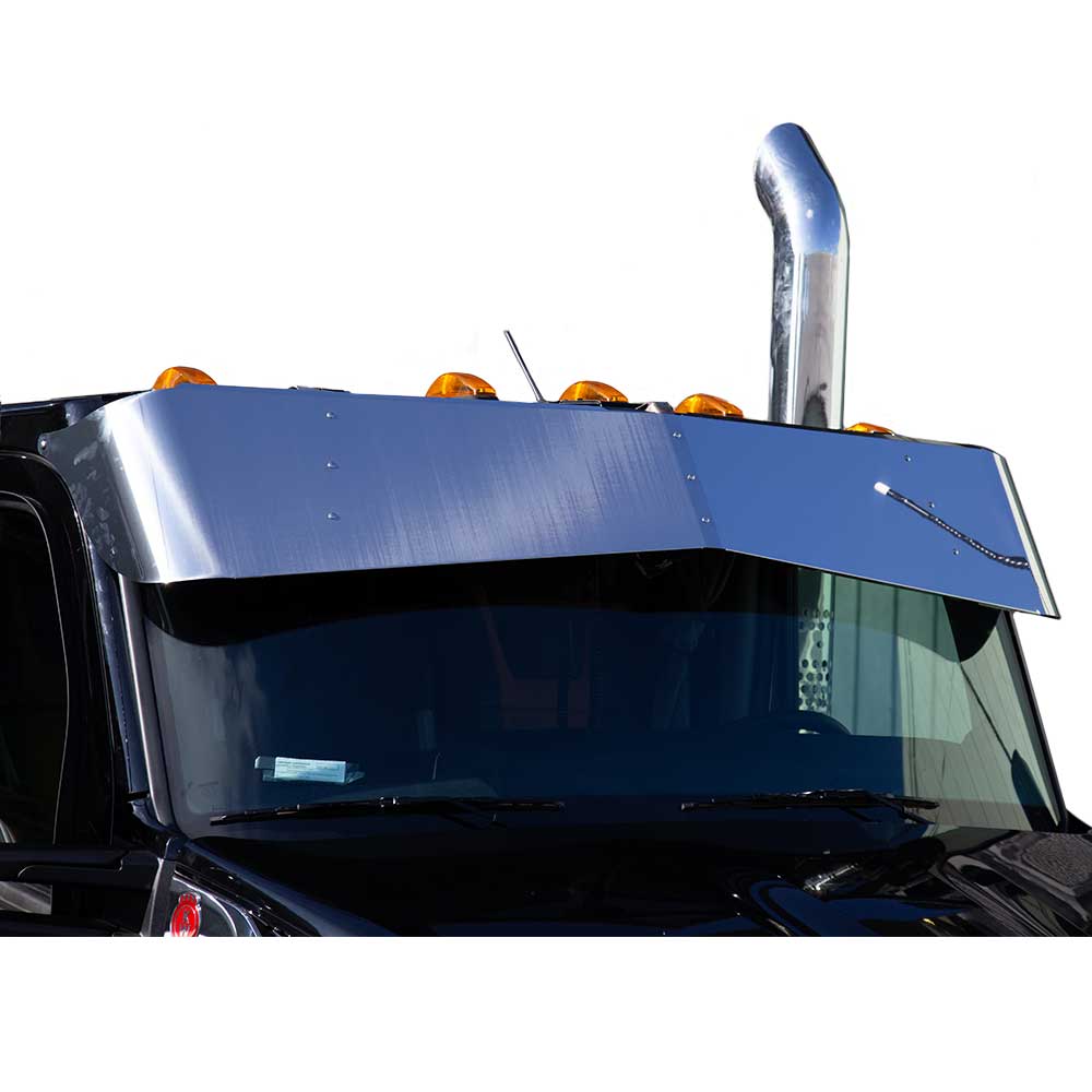 14" to 10" SS Bow-Tie Visor For KW T680, T880 Next Gen Day Cab w/ Curved Windshield