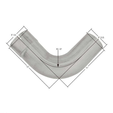5" Peterbilt 379 aluminized 90 degree elbow OEM 14-13433, close-up