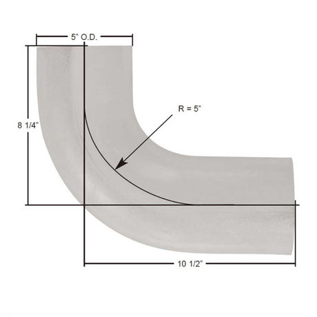 5" Freightliner 90 degree aluminize elbow OEM 04-09586-013, close-up