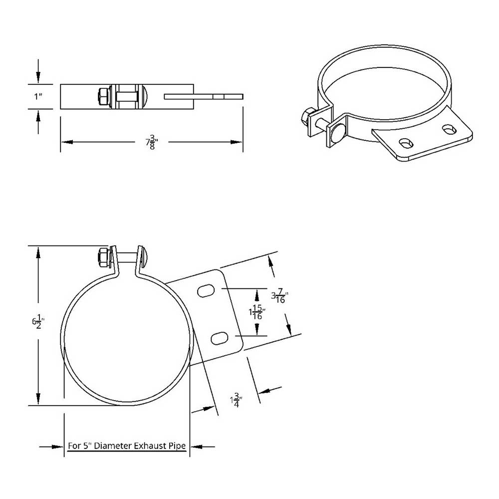 5"D x 1"W Peterbilt Stainless Steel Exhaust Clamp