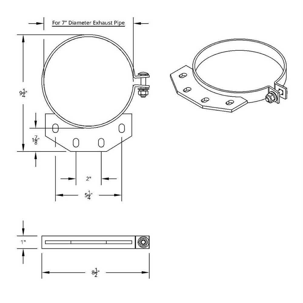 7" Peterbilt Ultra Cab Stainless Steel Exhaust Clamp