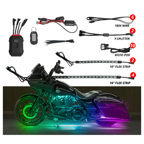 Sixteen piece xkmax engine, under glow and accent light kit