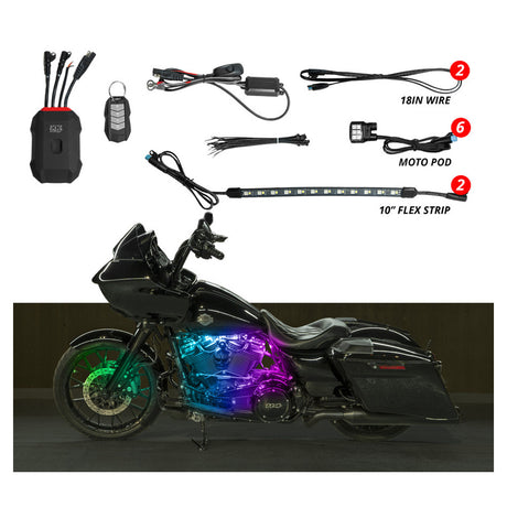 Eight piece xkmax motorcycle engine light kit
