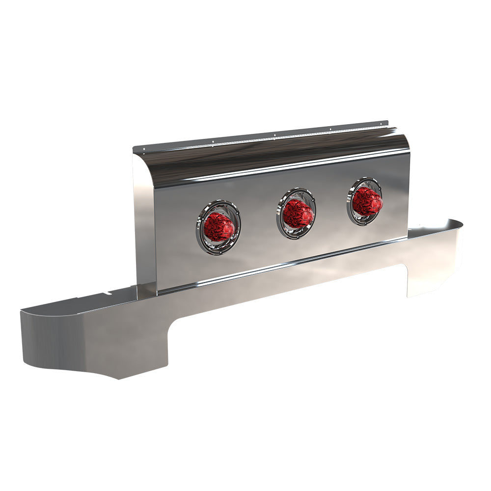 Peterbilt Curved Unibilt Sleeper Shock Cover with 3 Jeweled Watermelon Lights