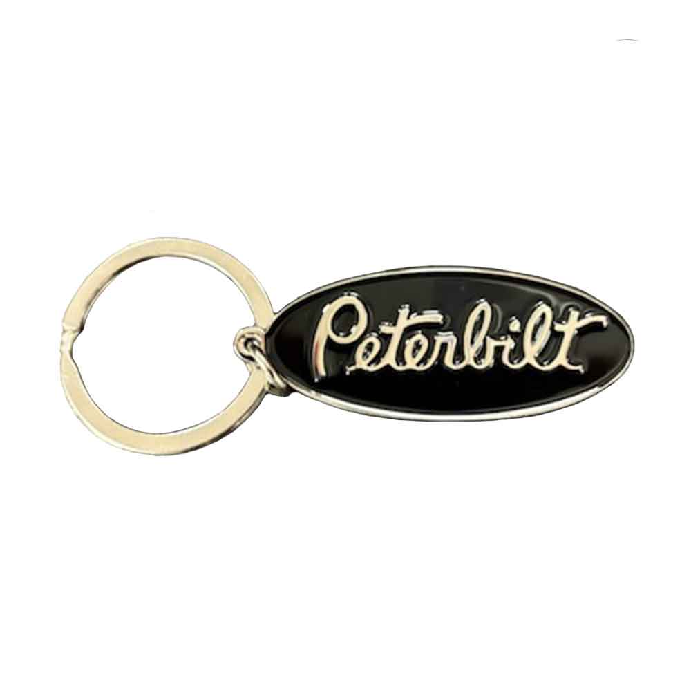 2" Oval Black Peterbilt Zinc Key Chain