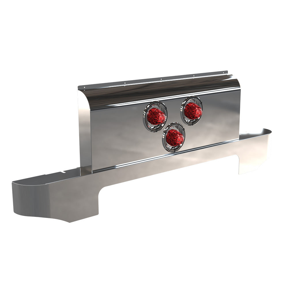 Peterbilt Curved Unibilt Sleeper Shock Cover with 3 Clustered Jeweled Watermelon Lights