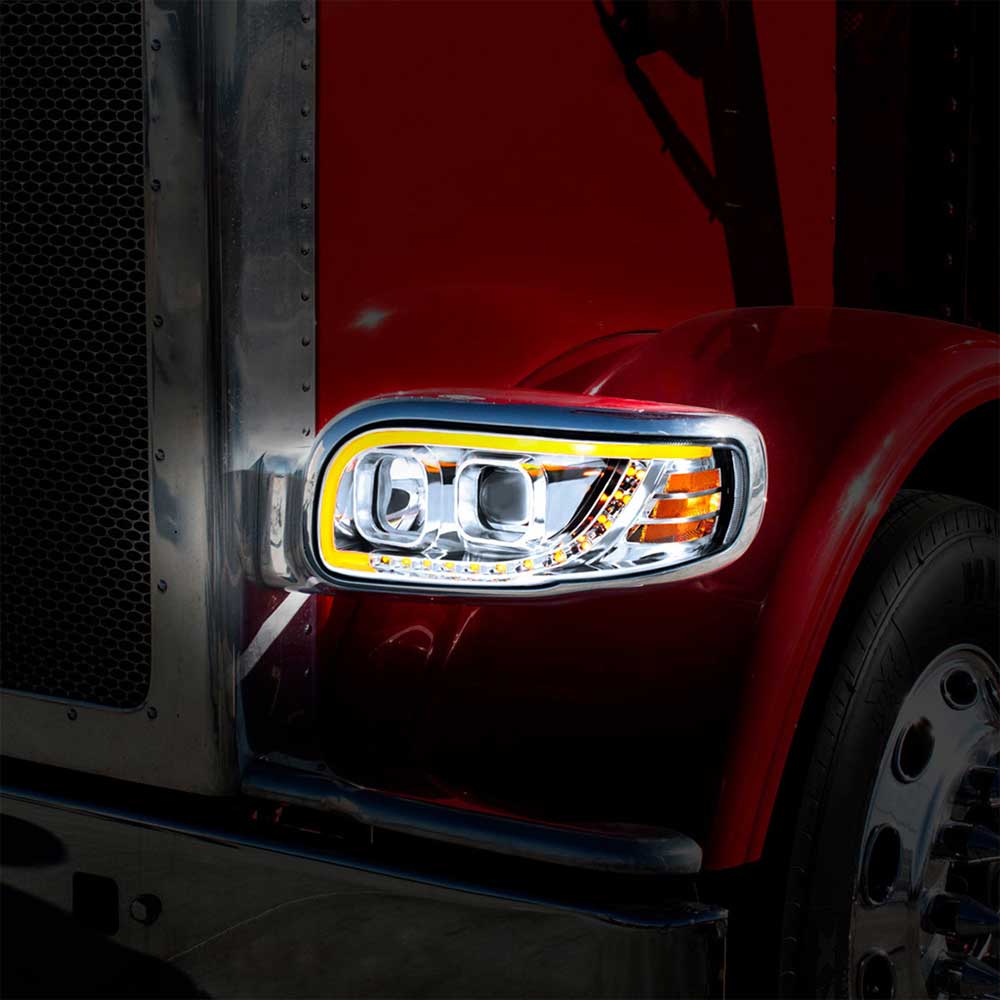 Peterbilt 388, 389, 567 Projection Headlight with LED Turn Signal & Position Light Bar