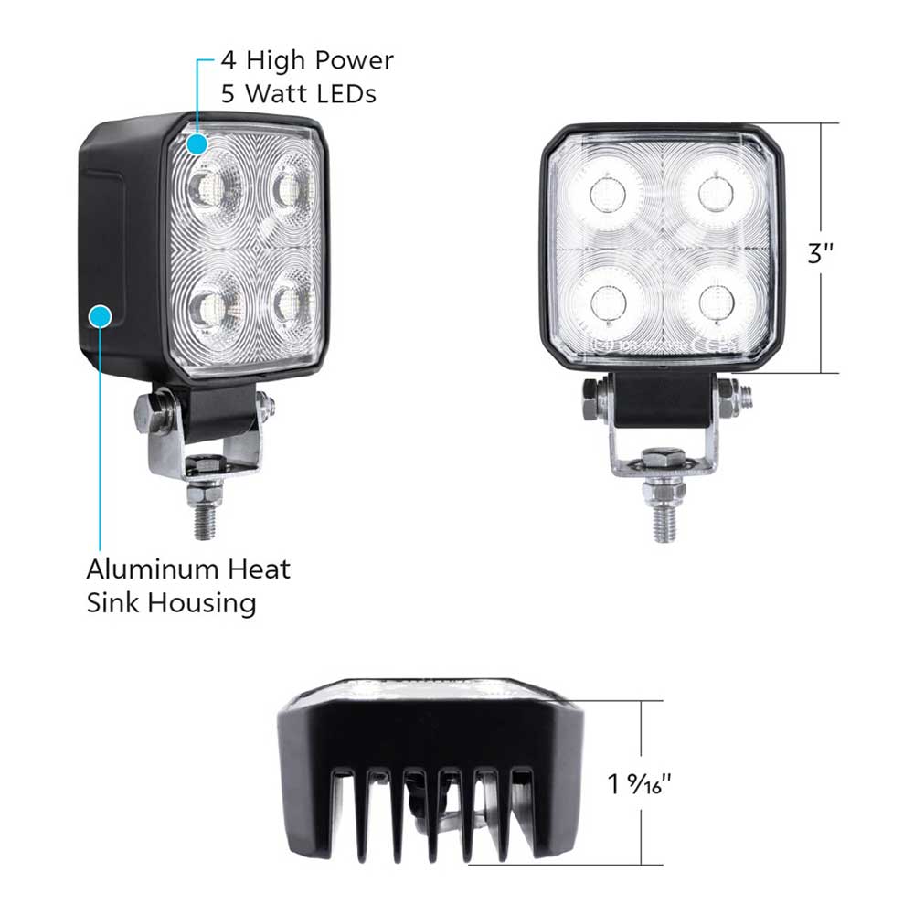 3" High Power 4 LED Work, Flood Light